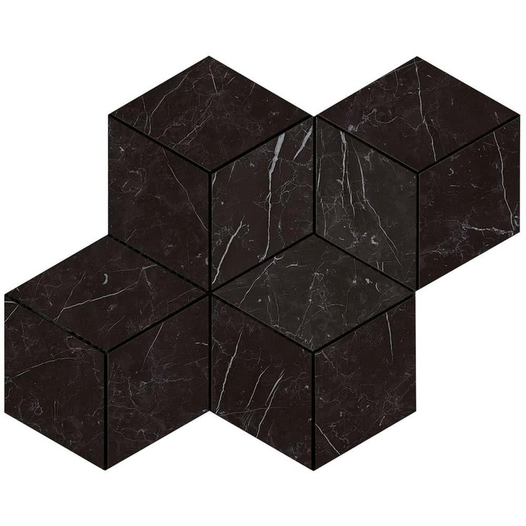 Atlas Concorde Italy Marvel Stone AS2K Nero Marquina Mosaico Esag. Lapp. Мозаика 30x35 см, Италия - фото 1