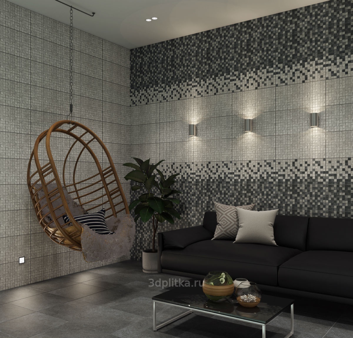 Axima Мегаполис 25x50 см, керамика, Россия, под камень  - фото интерьера 1