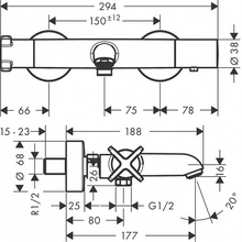 Axor Citterio E 36140330 Для ванны и душа Чёрный хром Смеситель 18,8x29,4x6,8 см, для ванны с душем, Германия - фото 1 - фото 2