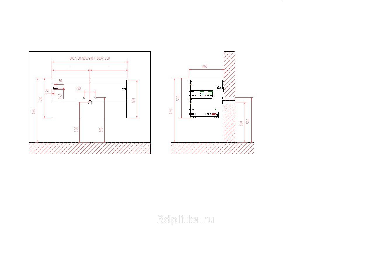 Тумба с раковиной BELBAGNO Kraft 1000-2c-so-PP Pino Pasadena