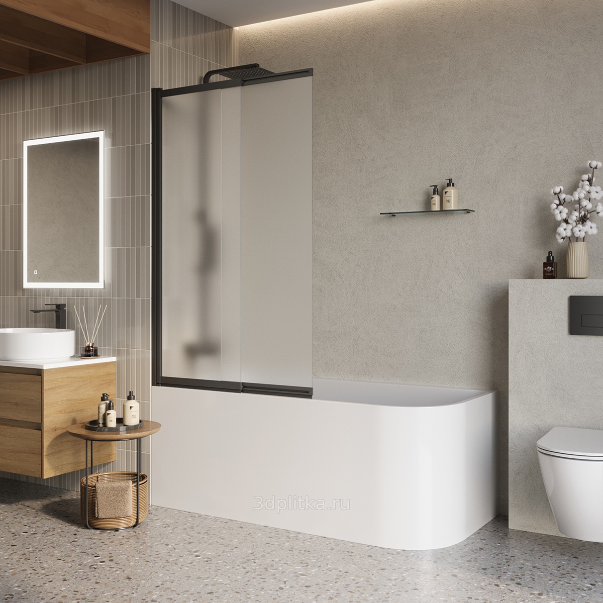 BelBagno Luce LUCE-VF-11-90/145-P-NERO Рифленое стекло/Черный 90х145 ...
