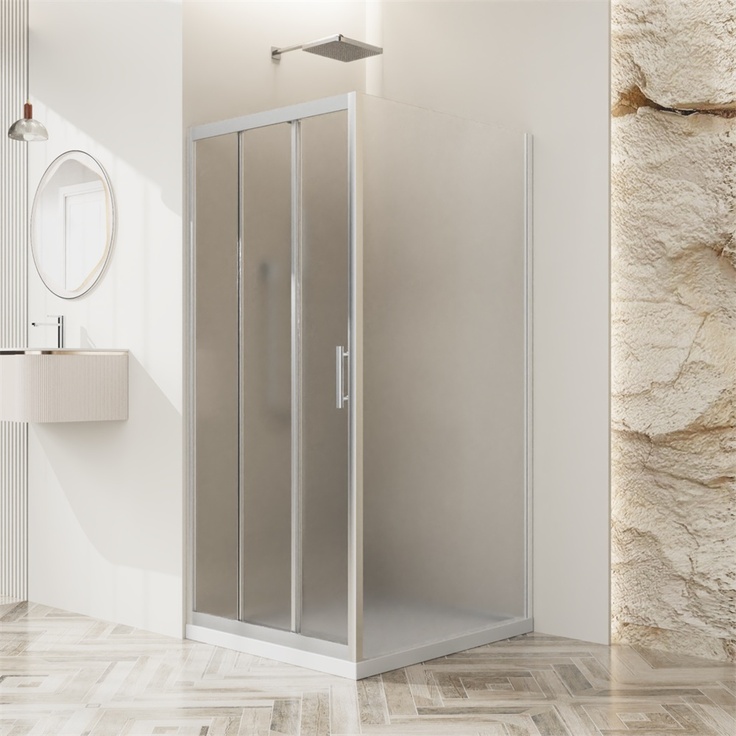BelBagno Uno Текстурное стекло / Профиль хром 90х90 Душевой уголок 90x90x195 см, Италия - фото 1 BelBagno Uno Текстурное стекло / Профиль хром 90х90 Душевой уголок 90x90x195 см, Италия - фото 1