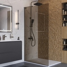 BelBagno Uno L-1-TB-100-BR-GM Стекло Бронза / Профиль Оружейная сталь 100х200 Душевая перегородка 100x200 см, Италия - фото 1 - фото 4