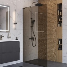 BelBagno Uno L-1-TB-100-BR-GM Стекло Бронза / Профиль Оружейная сталь 100х200 Душевая перегородка 100x200 см, Италия - фото 1 - фото 3