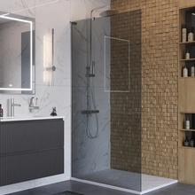 BelBagno Uno L-1-TB-100-GR-Cr Стекло Графит  / Профиль Хром 100х200 Душевая перегородка 100x200 см, Италия - фото 1 - фото 4