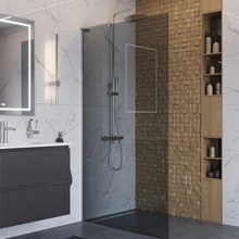 BelBagno Uno L-1-TB-100-GR-Cr Стекло Графит  / Профиль Хром 100х200 Душевая перегородка 100x200 см, Италия - фото 1 - фото 3