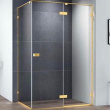 Cezares Bellagio BELLAGIO-AH-1-100/80-C-BORO Прозрачное стекло / Профиль Золото брашированное 100х195 Душевой уголок 80,5x98x196,8 см, Италия - фото 1 - фото 1