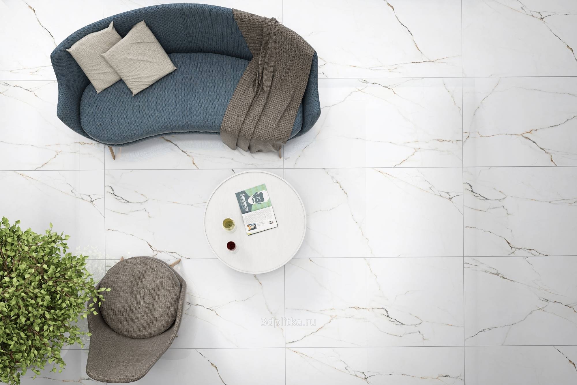 Belleza Calсatta Montreal 60x120 см, керамогранит, Индия, под мрамор - фото интерьера 1