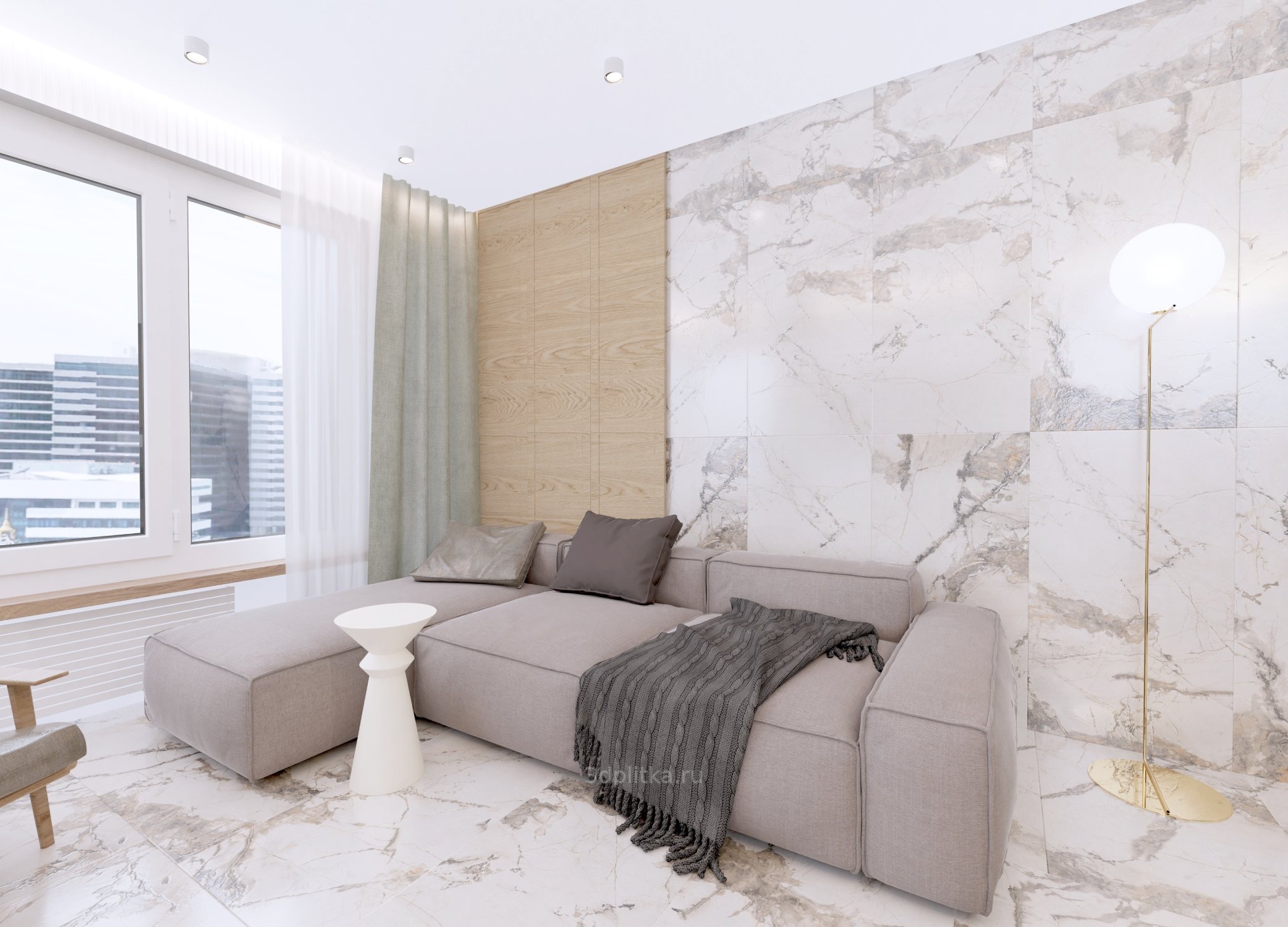 Belleza Storneto 60x60, керамогранит, Индия, под мрамор - фото интерьера 1