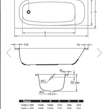 Ванна стальная blb universal hg 160х70 с ножками и шумоизоляцией b60hah001 apmstdbl1