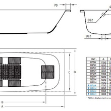 Ванна стальная blb universal hg 160х70 с ножками и шумоизоляцией b60hah001 apmstdbl1