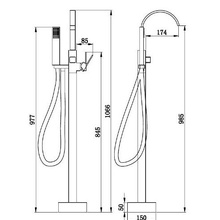 Boch Mann Resia CK-FSF1992 Напольный для ванны Хром Смеситель 17,4x15x106,6 см, для ванны, Германия - фото 1 - фото 2