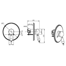 Boheme Tradizionale Nero 245 Для душа встраиваемый Хром/Черный Смеситель 7x17,1x19,3 см, для встраиваемых систем, Италия - фото 1 - фото 3