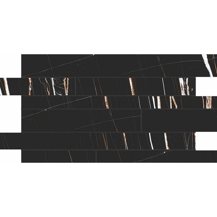 Casa Dolce Casa (Florim) Stones and More 2.0 752803 Sahara Noir Gloss Listello Sfalsato Керамогранит 30x60 см, Италия, под камень  - фото 1