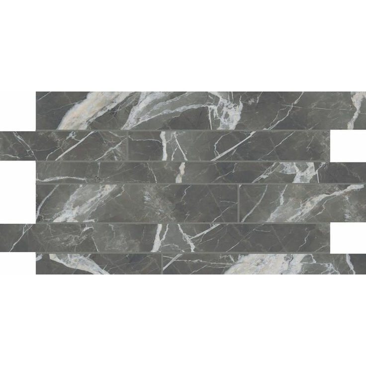 Casa Dolce Casa (Florim) Stones and More 2.0 756698 Calacatta Black Glossy Listello Sfalsato Мозаика 30x60 см, Италия, под мозаику - фото 1