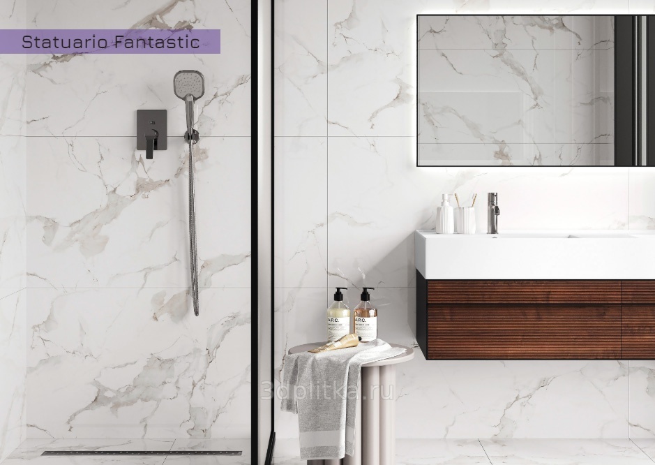 Ceradim Statuario Fantastic 60x60 см, керамогранит, Индия, под мрамор - фото интерьера 1