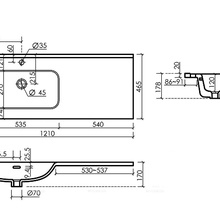 CeramicaNova Element CN7006L Белая глянцевая L 120 Раковина 46,5x121x17,5 см, Италия - фото 1 - фото 2