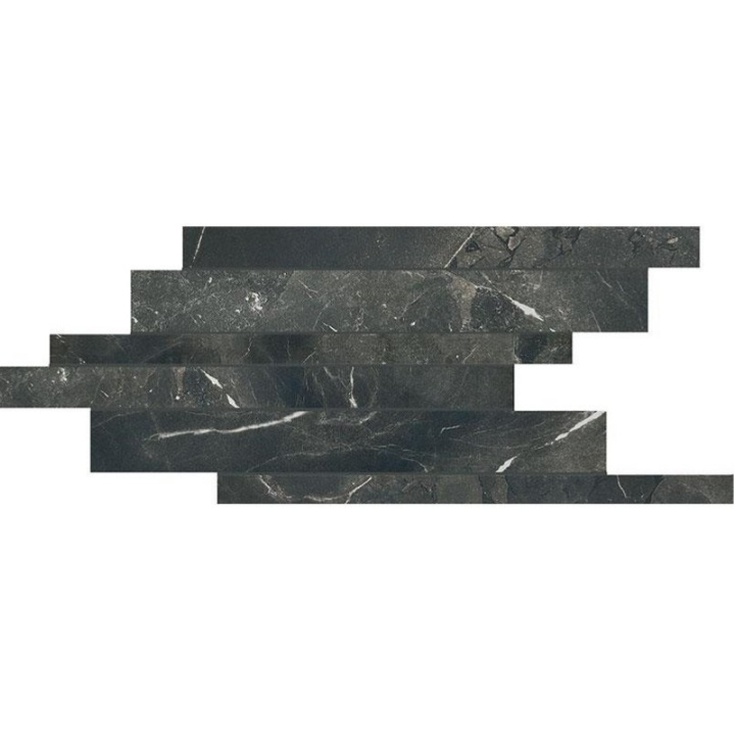 Cerim Ceramiche Timeless 747417 Black Deep Modulo Listello Sfalsato Luc Мозаика 21x40 см, Италия, под мозаику - фото 1