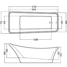 Ceruttispa Tesino CT8338 Белая глянец 170x75 Акриловая ванна 170x75x66 см, Италия - фото 1 - фото 3