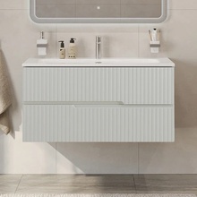 Cezares Duet-n Жемчужный серый 100 Тумба для раковины 45,7x100x50 см, Италия - фото 1 - фото 2