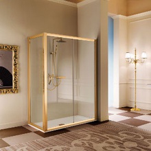 Cezares Magic Royal Palace MAGIC-100-FIX-ROYAL PALACE-PP-G-L 100x195 левый стекло матовое с прозрачным узором/золото Боковая стенка 100x100x195 см, Италия - фото 1 - фото 3