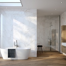 Creto Calacatta 60x120, керамогранит, Россия, под мрамор - фото интерьера 1 Creto Calacatta 60x120, керамогранит, Россия, под мрамор - фото интерьера 1 - фото 1