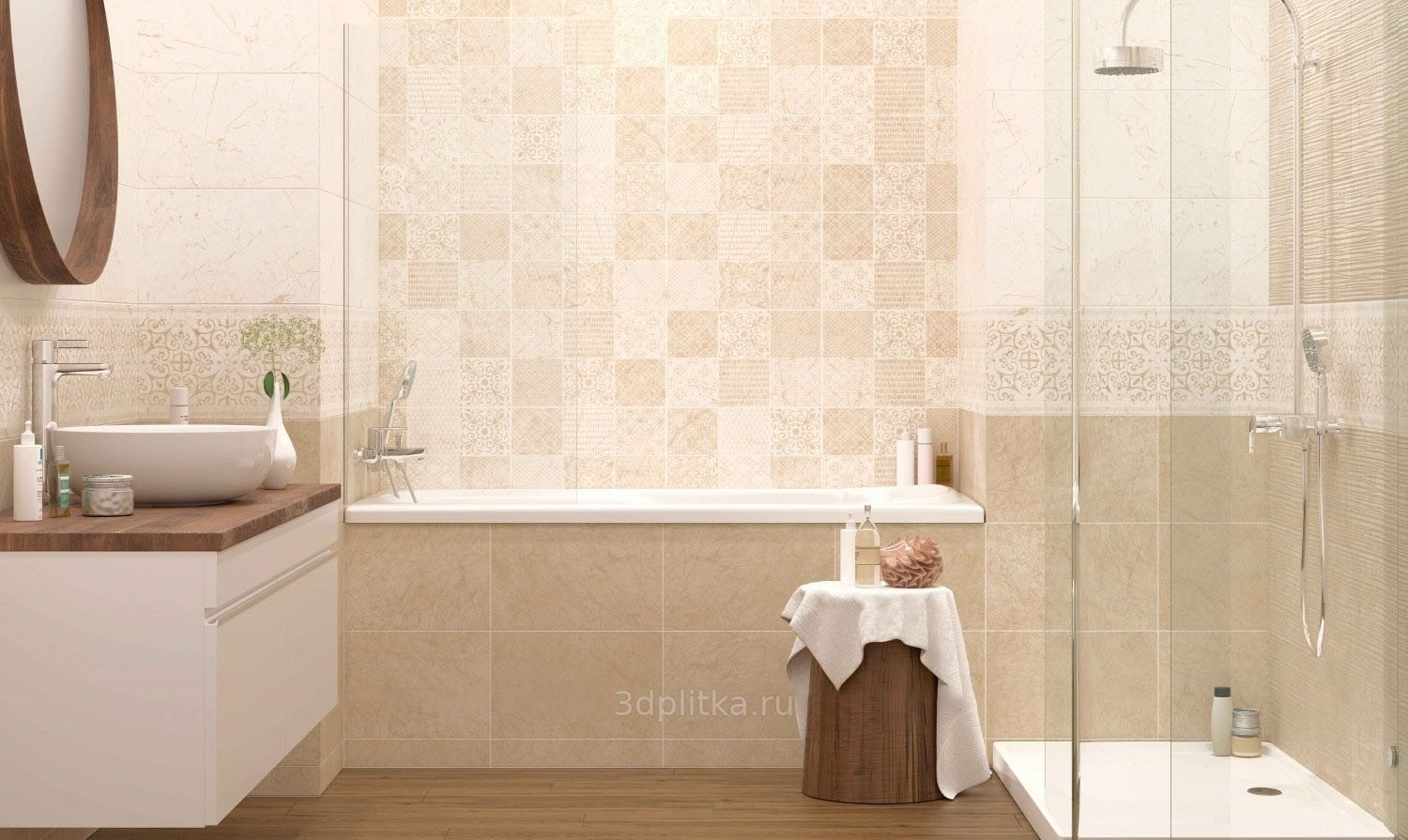 Creto Eva 25x40 см, керамика, Россия, под мрамор - фото интерьера 1