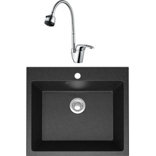 Domaci Болонья Со смесителем Антрацит 60х51,5 Мойка кухонная 51,5x59,5x21,5 см, Россия - фото 1 - фото 1