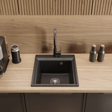 Domaci Римини DG 45-51-405 Чёрная 46х52 Мойка кухонная 52x46x22 см, Россия - фото 1 - фото 4