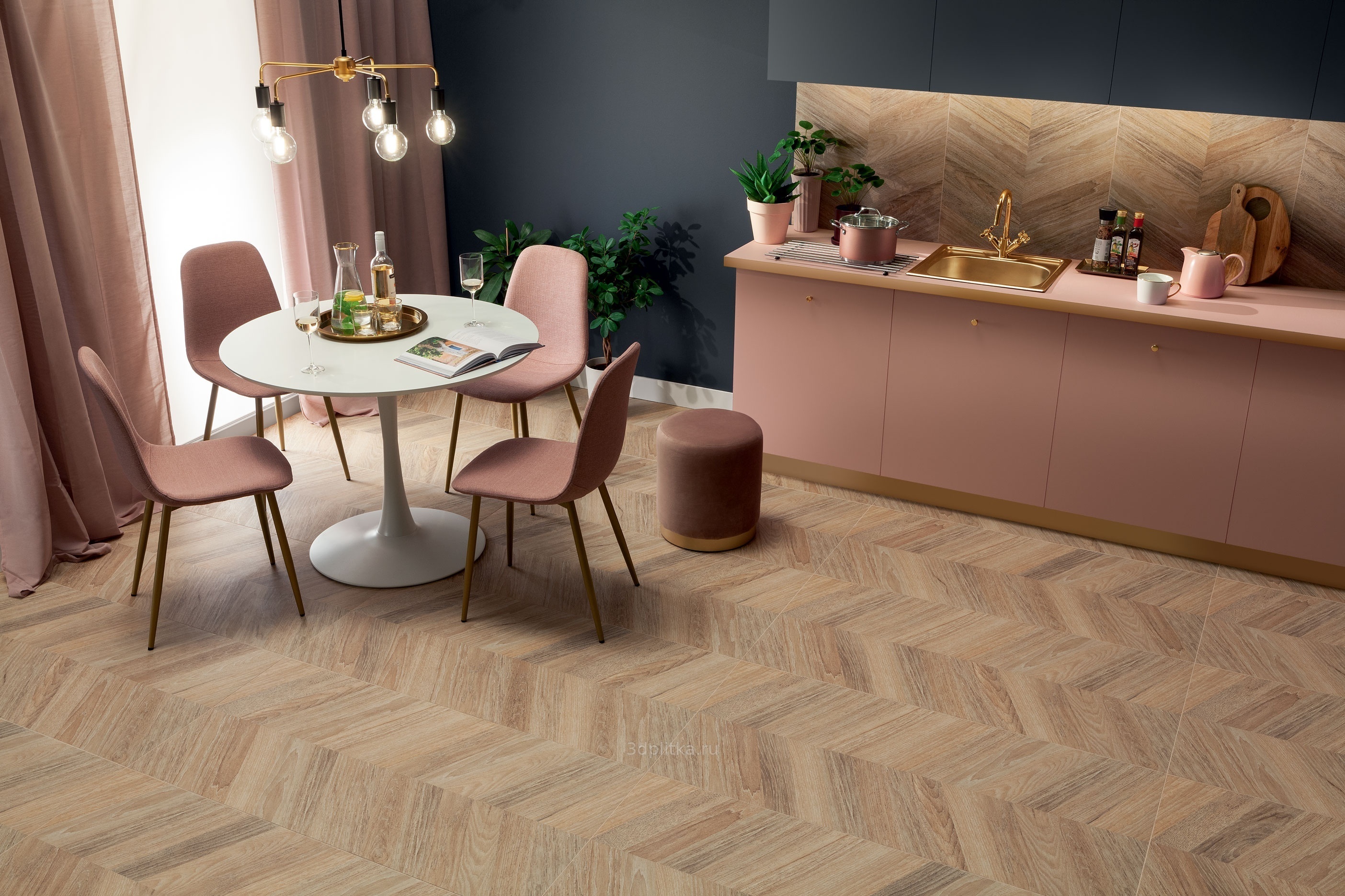 Domino Ceramika Hass 59,8x119,8 см, керамогранит, Польша, под дерево - фото интерьера 1