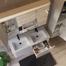 Dreja W 99.9400 125 см, подвесная, белый глянцевый Тумба для раковины 46x125x42 см, Чехия - фото 1 - фото 2