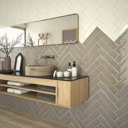 Dune Atelier 7,5x15 см, для ванной, керамика, стиль: прованс, цвет: серый, Испания, глянцевая - фото интерьера 1 - фото 1