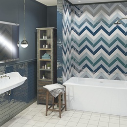 El Barco Acuarela 7,5x30 см, для ванной, керамика, стиль: современный, цвет: голубой, Испания, глянцевая - фото интерьера 1 - фото 1