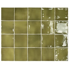 Equipe Manacor 26918 Basil Green Настенная плитка 10x10 см, для ванной, стиль: винтаж, цвет: зеленый, Испания, под камень  - фото 1 - фото 1