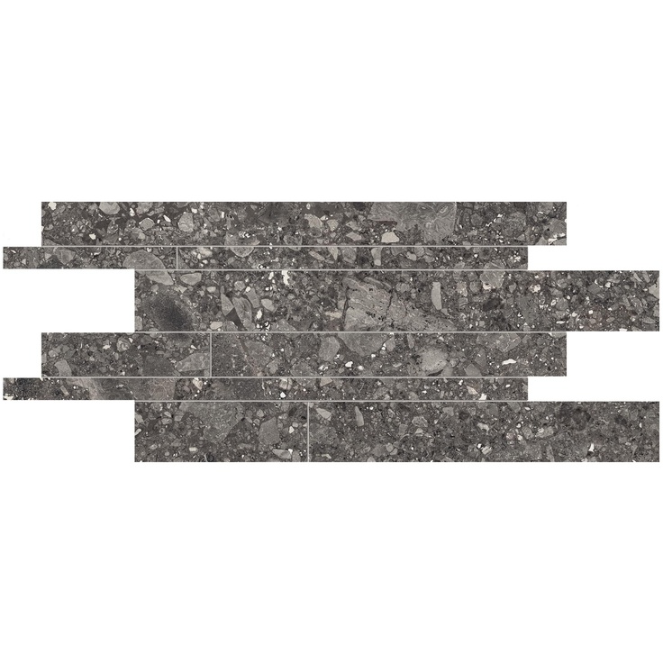 Ergon Lombarda EDHA Listelli Sfalsati Nero Naturale Мозаика 30x60 см, Италия, под мозаику - фото 1