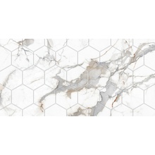 Eurotile Sandra White Mat Hex Настенная плитка 30x60 см, Индия, под мрамор - фото 1 - фото 1