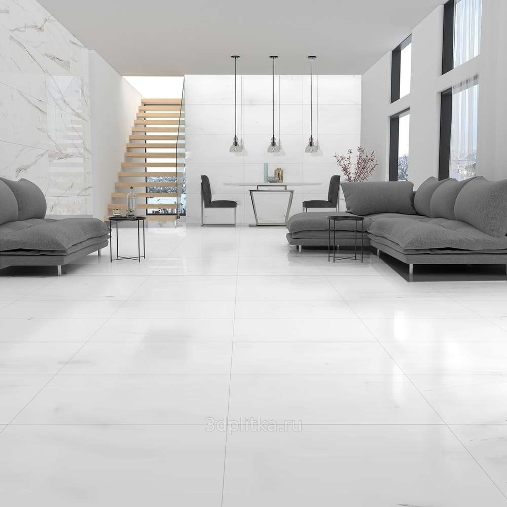 Eurotile Super White 60x120 см, керамогранит, Индия, ничего - фото интерьера 1