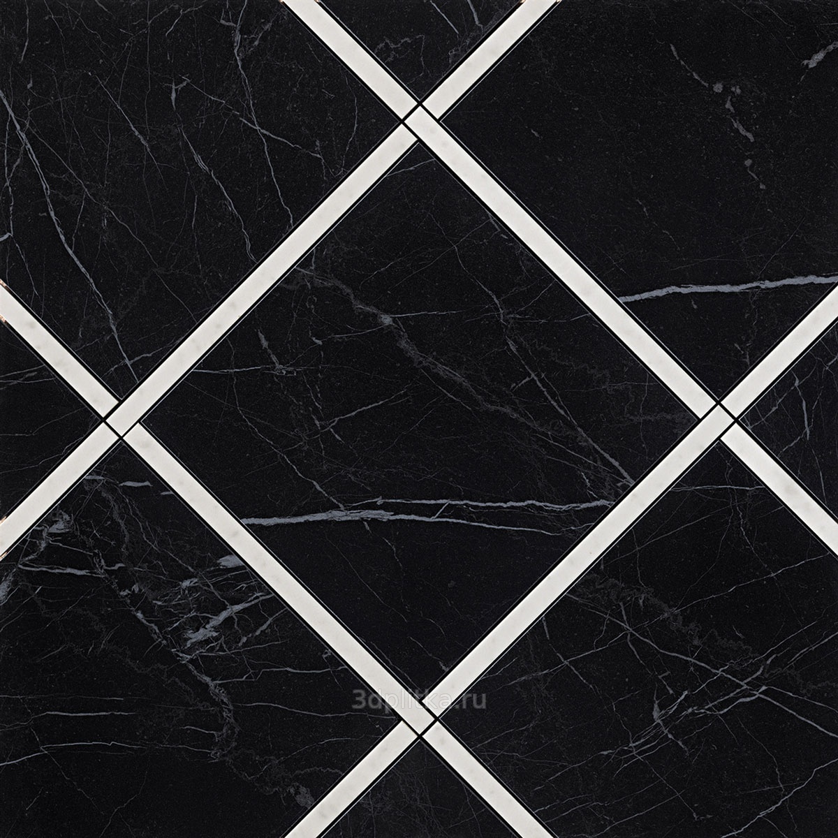 Декор Fap Ceramiche ROMA Diamond incroci Carrara Nero reale Inserto 60x60