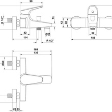 Gala Noa G3893500 Для ванны с душем  Хром Смеситель 16,9x19,5x10,1 см, для ванны, Испания - фото 1 - фото 4