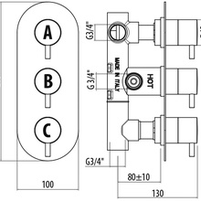 Gattoni Termostatici TS994/22C0.M Встраиваемый Для душа Хром Смеситель 5x10x26 см, для ванны с душем, Италия - фото 1 - фото 2