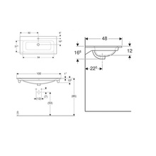 Geberit Renova Plan 122200000 Белый 100 Раковина 48x100x16 см, Швейцария - фото 1 - фото 2