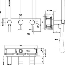Gessi 316 54038#239 Встраиваемый Для душа Сталь матовая Смеситель 10,5x26,5x11,4 см, для встраиваемых систем, Италия - фото 1 - фото 2