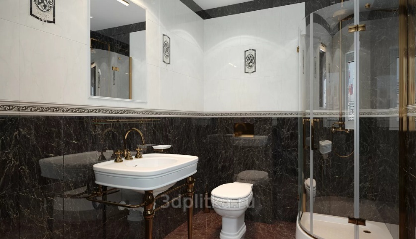 GlobalTile Classic 25x40 см, керамика, Россия, под мрамор - фото интерьера 1