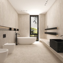 Global Tile Травертин Романо 60x120 см, керамогранит, Россия, под камень , матовая - фото интерьера 1 - фото 1