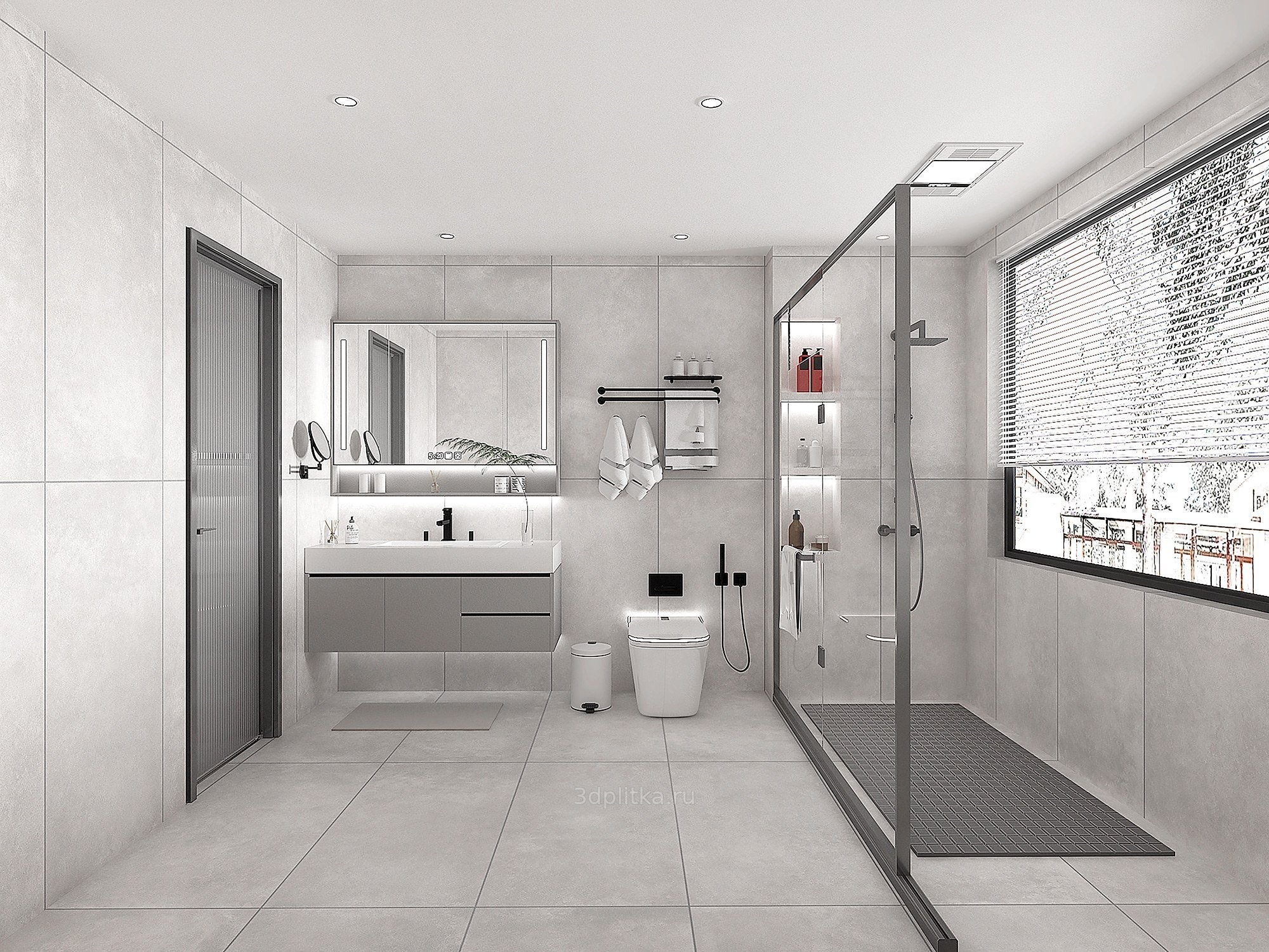 GlobalTile Lids 60x120 см, керамогранит, Россия, под бетон  - фото интерьера 1