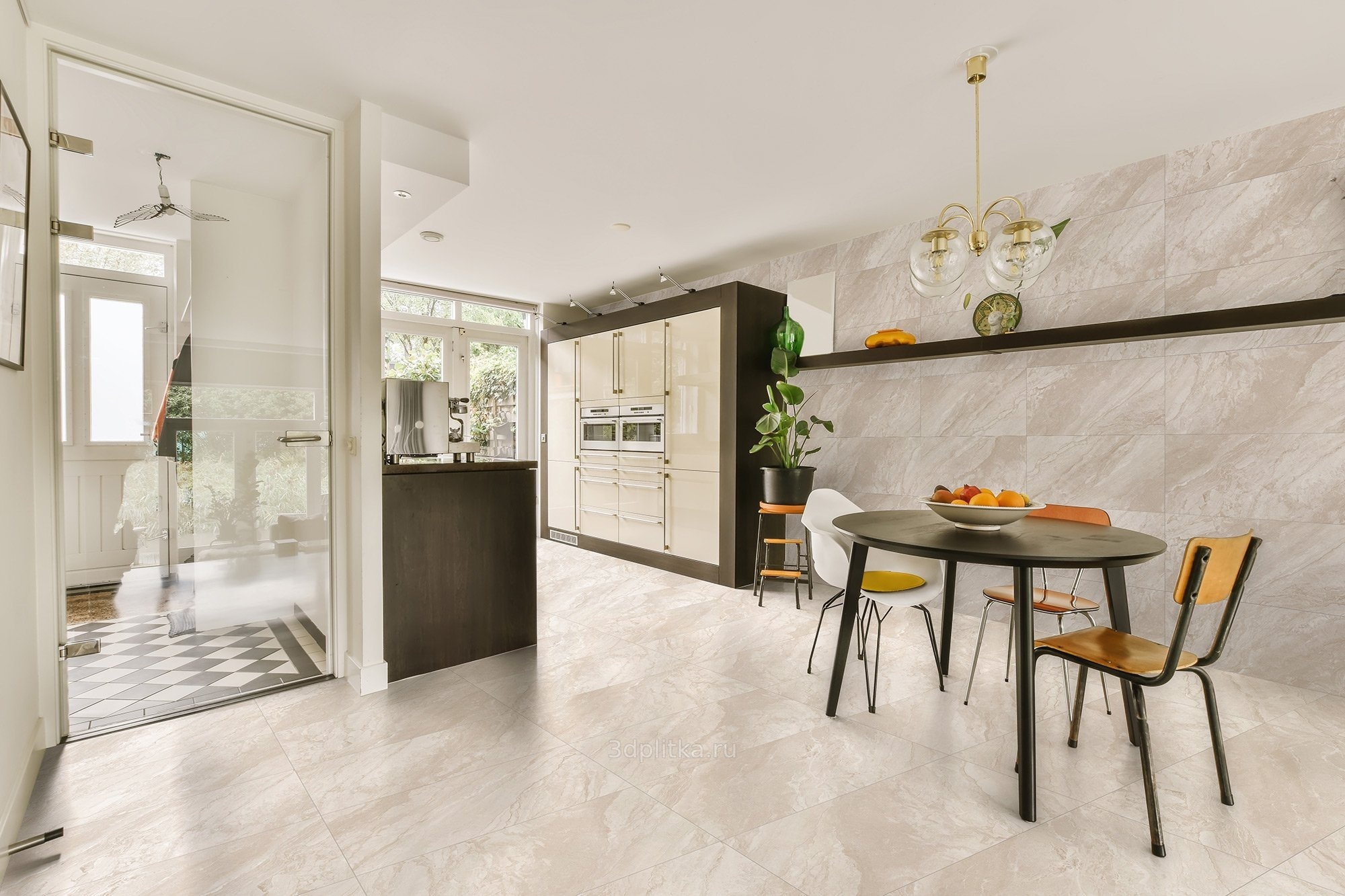 GlobalTile Segovia 40x80 см, керамогранит, Россия, под мрамор - фото интерьера 1