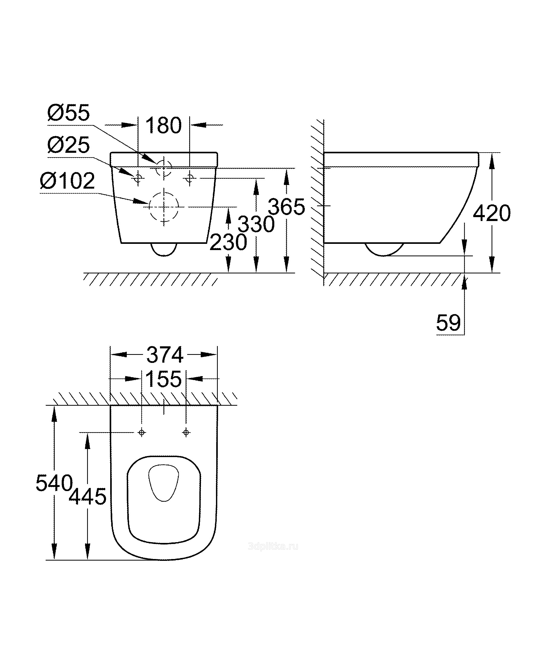 Скрытый крепеж для подвесного унитаза grohe 39328000