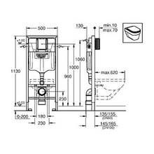 Инсталляция для унитаза grohe rapid sl с креплением и клавишей 38721001