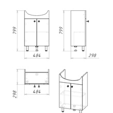 Grossman Крит-Эко 105005 Белая 50 Тумба для раковины 29,8x48,4x79,9 см, Германия - фото 1 - фото 4