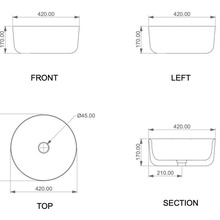 GSG Hit! HILAVRO42000 Белая глянцевая 42 Раковина 42x42x17 см, Италия - фото 1 - фото 3